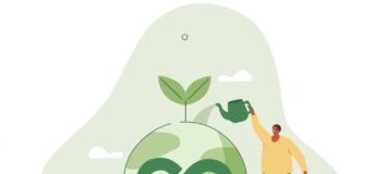 Illustration for concept of fundraising for climate technologies.