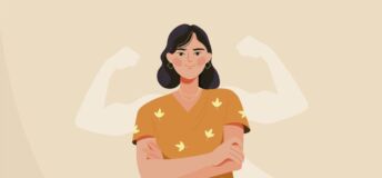 Concept illustration of a woman who is secretly a super hero.